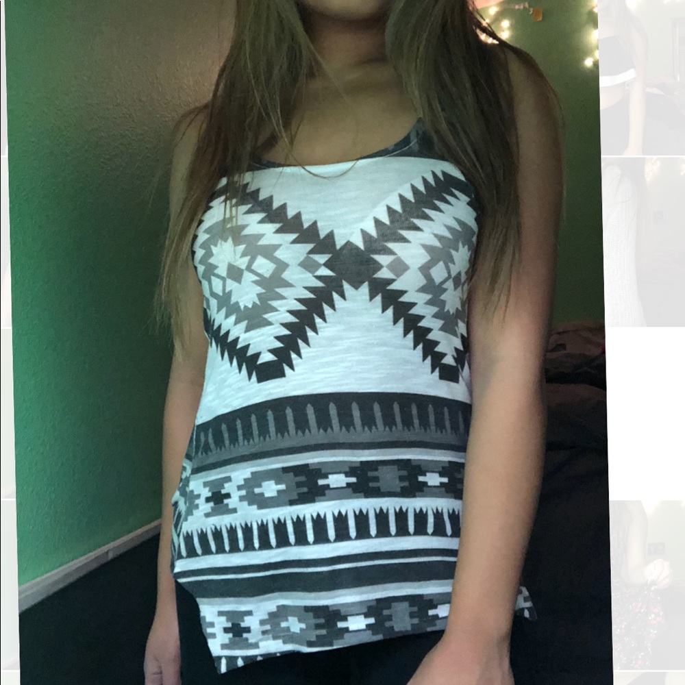 Grey Tribal Print Tank Top